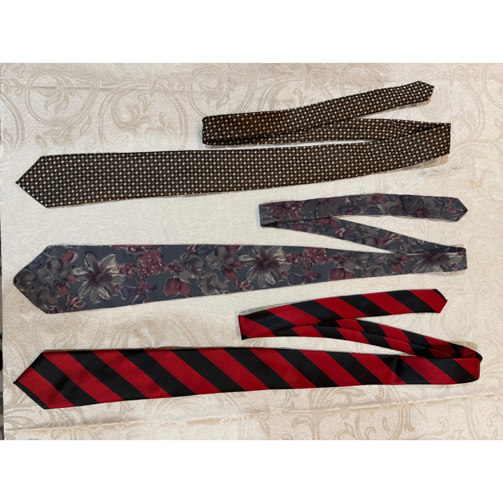 Mens Necktie Lot of 3 Puccini Saddlebred CC CasualsStriped Floral Geometric Ties